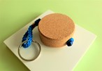 Flat Floating Cork Keyring with chain - Plain