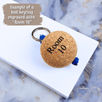 Personalised Wooden Cork Ball Key Ring 55mm