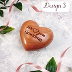 Personalised Mothers Day Wooden 3D Heart – Engraved Cherry Wood Gift