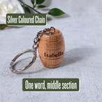 Miniature Barrel Keyring Laser Engraved
