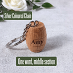 Miniature Barrel Keyring Laser Engraved