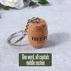 Miniature Barrel Keyring Laser Engraved