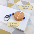 Flat Floating Cork Keyring with chain - Plain