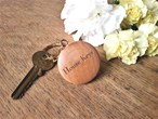 Personalised Round wooden keyring laser engraved