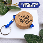 Floating Cork Boat Keyring - Personalised