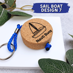 Floating Cork Boat Keyring - Personalised