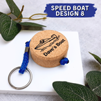 Floating Cork Boat Keyring - Personalised