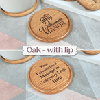 Personalised Engraved Wooden Coaster | Custom Names, Logos & Artwork
