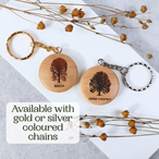 Round wooden keyring engraved with your favourite tree