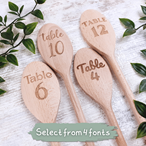 Engraved Wooden Table Number Spoon