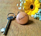 Personalised Round wooden keyring laser engraved