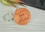 Laser Engraved Wooden Keyring - Alcohol