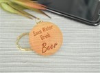 Laser Engraved Wooden Keyring - Alcohol