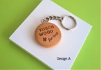 'Touch Wood' for luck wooden keyring