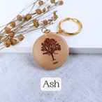 Round wooden keyring engraved with your favourite tree