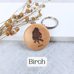 Round wooden keyring engraved with your favourite tree