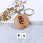 Round wooden keyring engraved with your favourite tree