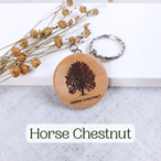 Round wooden keyring engraved with your favourite tree