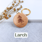 Round wooden keyring engraved with your favourite tree