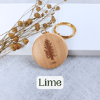 Round wooden keyring engraved with your favourite tree