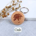 Round wooden keyring engraved with your favourite tree