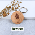 Round wooden keyring engraved with your favourite tree
