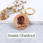 Round wooden keyring engraved with your favourite tree