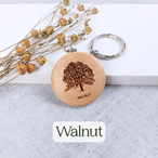 Round wooden keyring engraved with your favourite tree