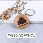 Round wooden keyring engraved with your favourite tree