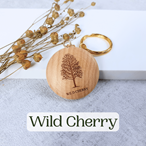 Round wooden keyring engraved with your favourite tree