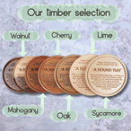 "A Round Tuit" Turned Wooden Coasters - Various Timbers