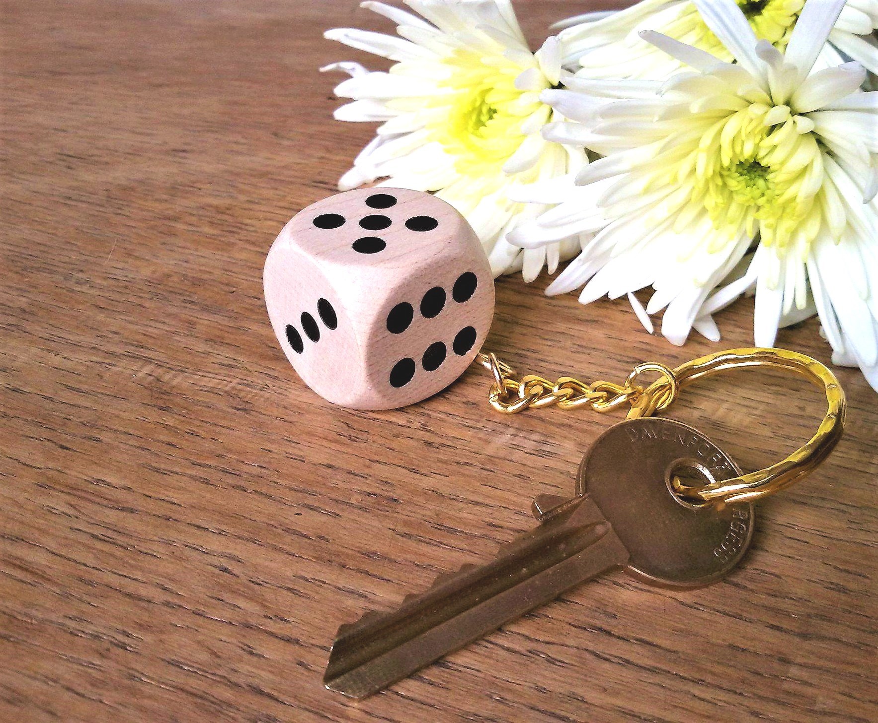 Wooden Dice Keyring