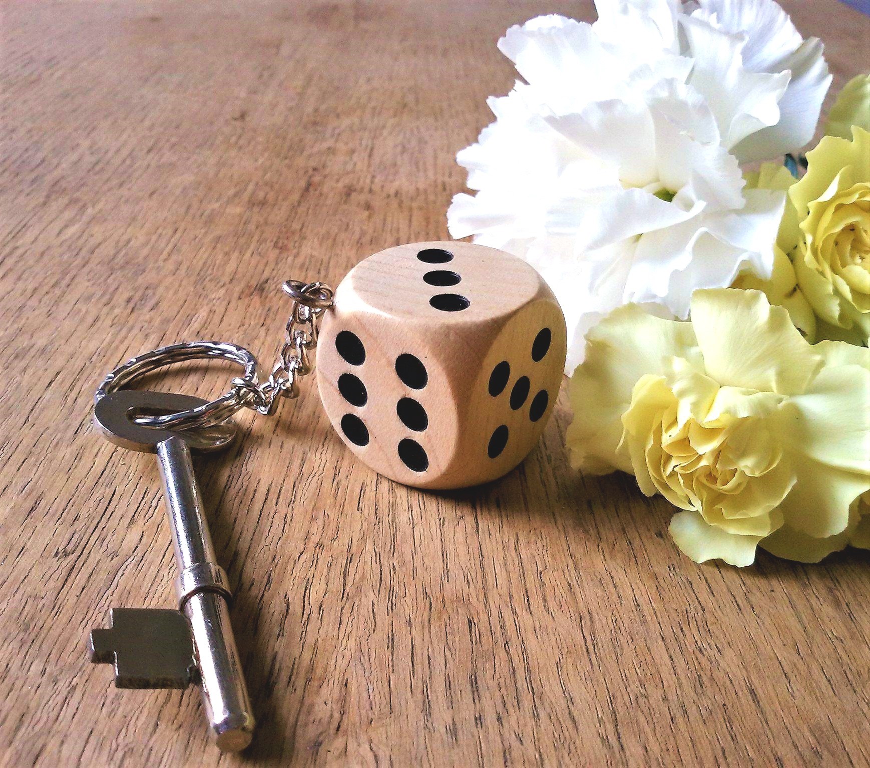 Wooden Dice Keyring