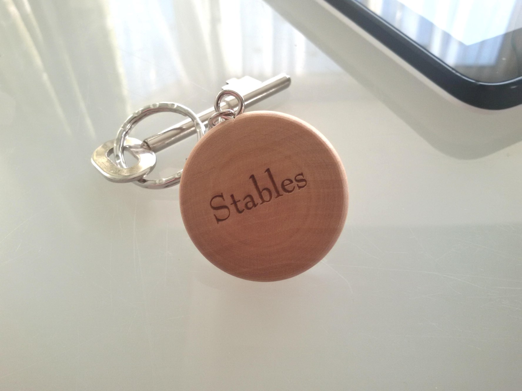Personalised Round wooden keyring laser engraved