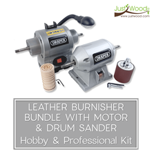 Leather Burnisher Bundle with Motor & Drum Sander – Hobby & Professional Kit | Complete Leathercraft Set