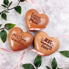 Personalised Mothers Day Wooden 3D Heart – Engraved Cherry Wood Gift | Cherry Wood Personalised Heart