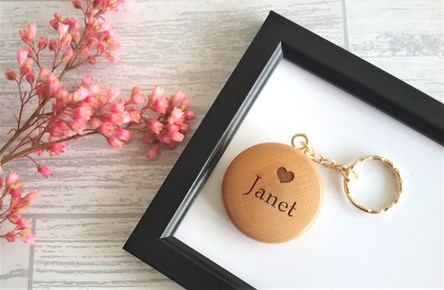 Personalised Wooden Keyring - Name and Initial