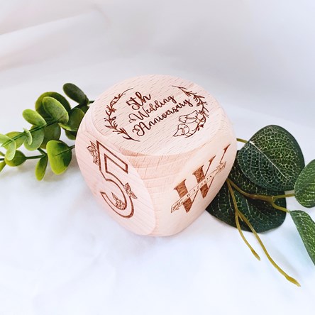 Personalised 5th Wedding Anniversary Wooden Block