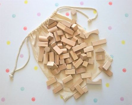 Hand Crafted Natural Wooden Building Blocks, Suitable for 18 months plus