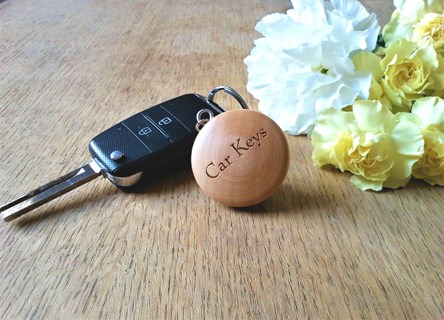 Personalised Round wooden keyring laser engraved