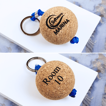 Personalised Wooden Cork Ball Key Ring 55mm
