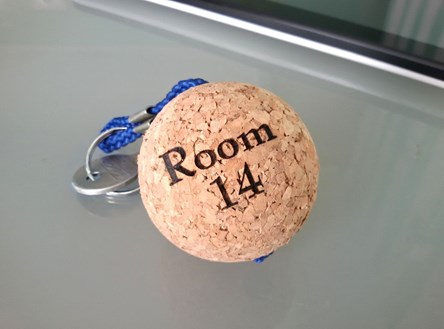 Personalised Wooden Cork Ball Key Ring 50mm