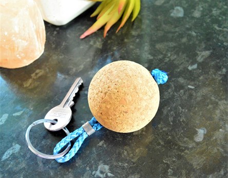 Wooden Cork Ball Keyring