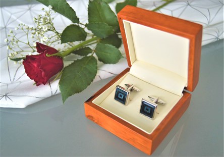 Laser Engraved Wooden Cufflink Box