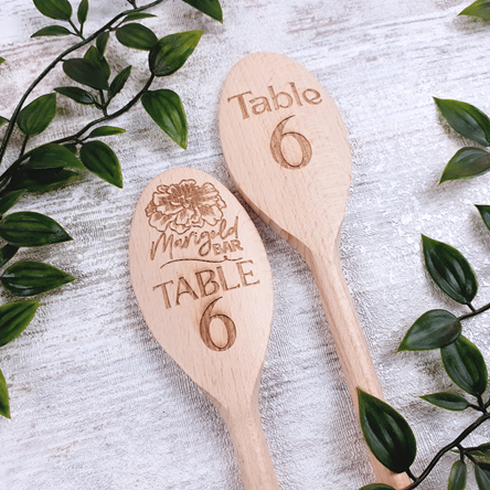 Engraved Wooden Table Number Spoon