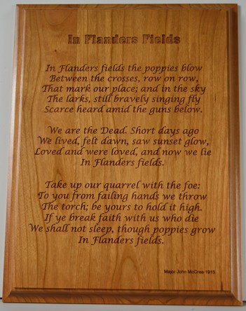 "In Flanders Fields" Wooden Wall Plaque