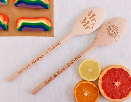 LGBT Wedding Anniversary Design - Personalised Wooden Spoon