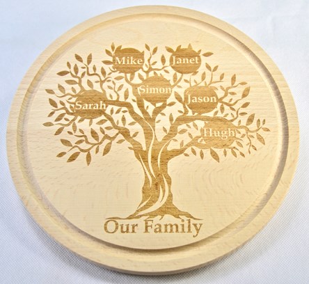 Personalised Wooden Family Tree Cheeseboard