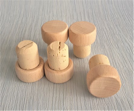 Natural T Cork Stoppers with Wooden Top 19mm