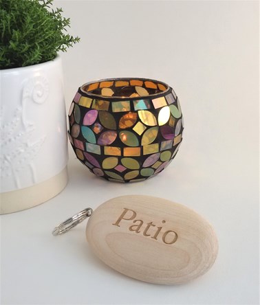 Engraved Wooden Pebble Keyring